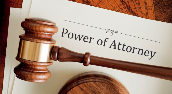 Power of attorney documents and gavel