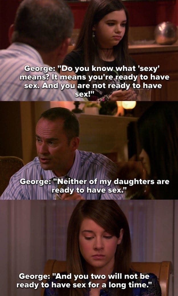 During dinner George says neither Ashley or Amy are ready to have sex and won't be for a long time