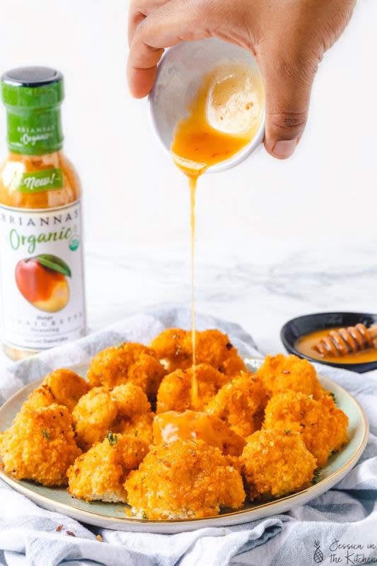 <p>Jessica in the Kitchen</p><p>These mango habanero cauliflower Wings will blow your tastebuds away! Coated in a sweet mango habanero sauce, they are unbelievably delicious.</p><p><strong>Get the Recipe: </strong><a href="https://jessicainthekitchen.com/mango-habanero-cauliflower-wings/" rel="nofollow noopener" target="_blank" data-ylk="slk:Mango Habanero Cauliflower Wings;elm:context_link;itc:0;sec:content-canvas" class="link "><strong>Mango Habanero Cauliflower Wings</strong></a></p>