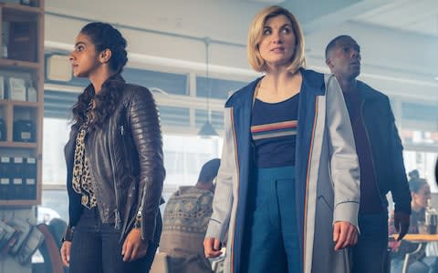 Mandip Gill, Jodie Whittaker and Tosin Cole - Credit: BBC