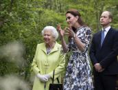 <p>Queen Elizabeth II is shown around <a href="https://www.housebeautiful.com/uk/garden/a25900764/kate-middleton-chelsea-flower-show-2019-garden/" rel="nofollow noopener" target="_blank" data-ylk="slk:Kate Middleton's Back to Nature Garden;elm:context_link;itc:0;sec:content-canvas" class="link ">Kate Middleton's Back to Nature Garden</a> at RHS Chelsea in 2019. This was Kate's debut as a garden designer, working with Andree Davies and Adam White to create a woodland-inspired space which included a treehouse, waterfall and stream, and wild trees and shrubs. The garden also debuted at RHS Hampton in the same year, and now permanently resides at <a href="https://www.housebeautiful.com/uk/garden/a28060783/kate-middleton-duchess-cambridge-nature-garden-rhs-wisley/" rel="nofollow noopener" target="_blank" data-ylk="slk:RHS Garden Wisley;elm:context_link;itc:0;sec:content-canvas" class="link ">RHS Garden Wisley</a>.</p>