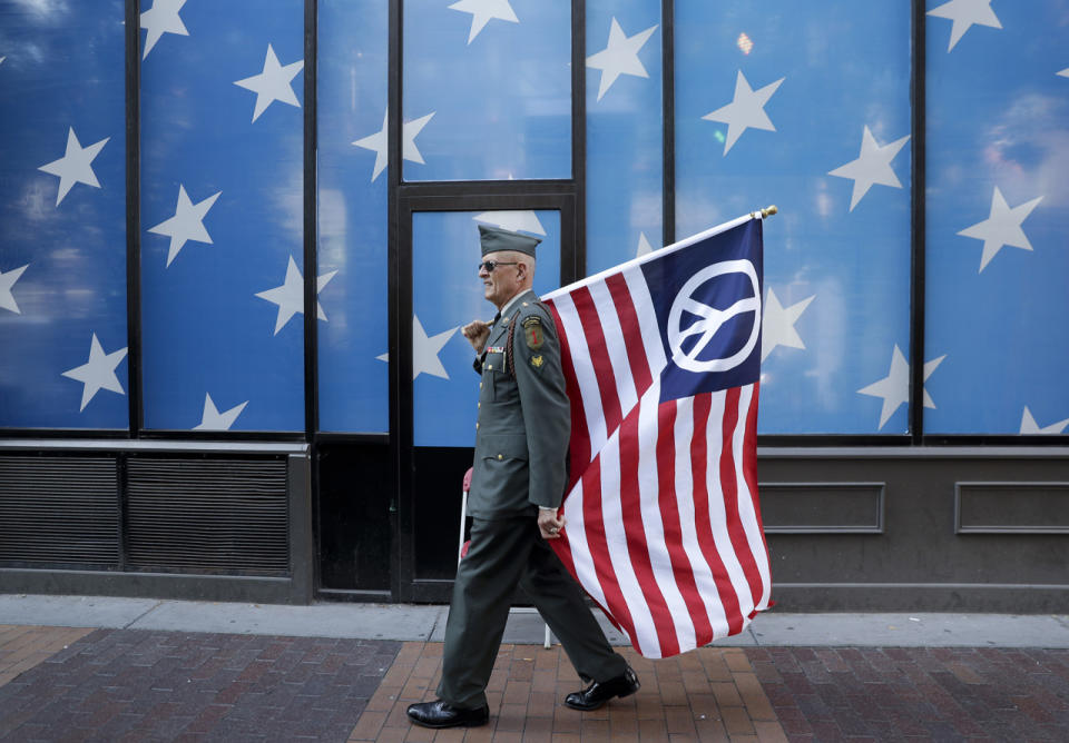 Protester in downtown Cleveland