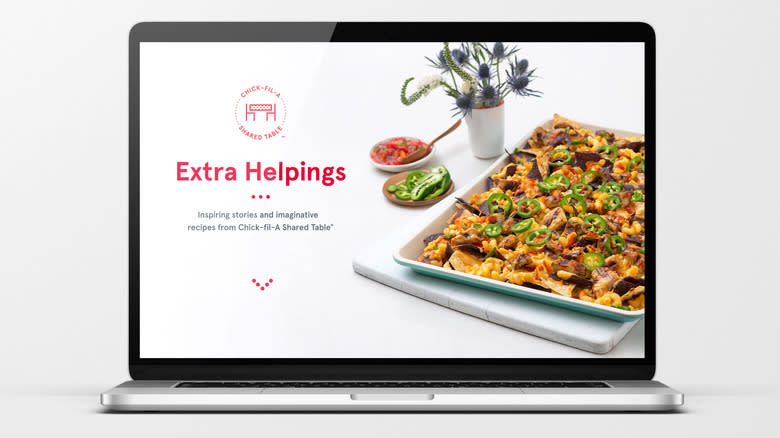 Chick-fil-A digital cookbook on laptop