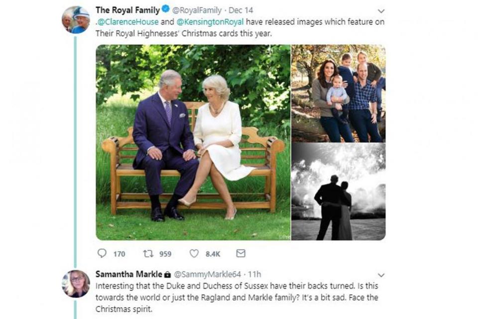 Samantha Markle has slammed her sister's picture choice for her Christmas card (Twitter)