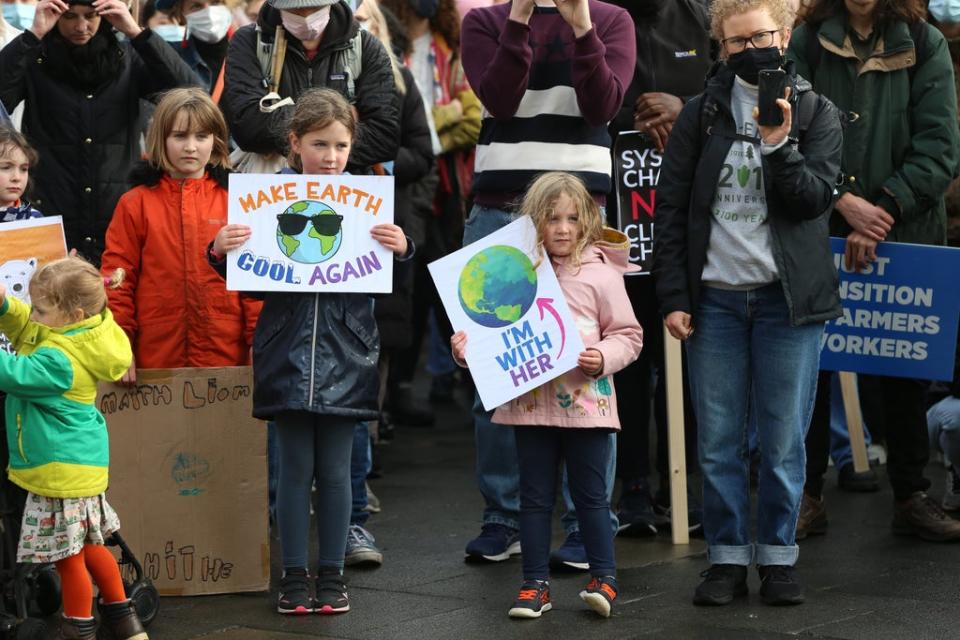 Children take part in the climate change protest in Dublin (Damien Storan/PA) (PA Wire)