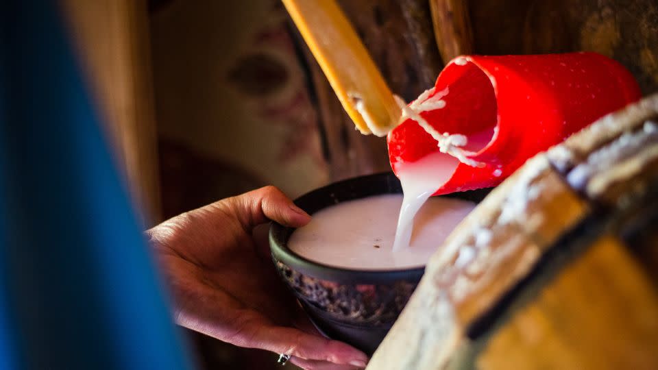 Airag, fermented mare milk, is a popular alcoholic beverage in Mongolia. - Goyo Travel