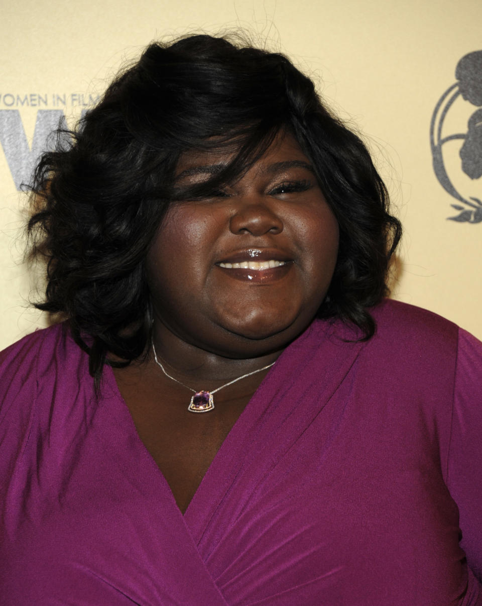 Actress Gabourey Sidibe arrives at the Women In Film 2012 Academy Award Party in West Hollywood, Calif. on Friday, Feb. 24, 2012. (AP Photo/Dan Steinberg)