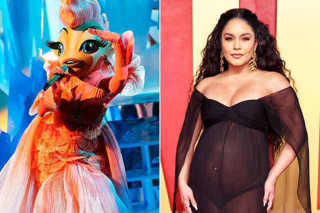 <p>Michael Becker/FOX; Amy Sussman/Getty</p> The Goldfish on The Masked Singer and Vanessa Hudgens