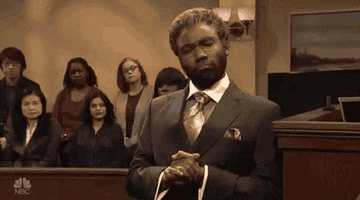 Donald Glover playing a lawyer on Saturday Night Live