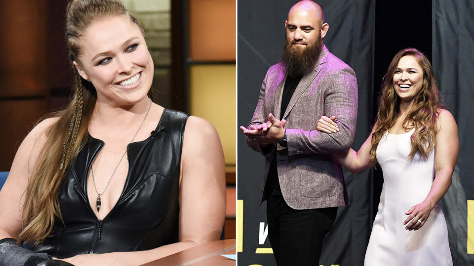 Ronda Rousey, pictured here with husband Lucas Browne.