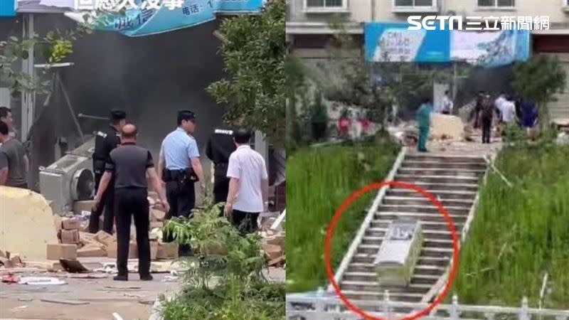 冰淇淋店冰箱爆炸老闆慘死，爆炸的強大威力將店內的冰箱都飛震好幾公尺遠。(圖/翻攝微博)