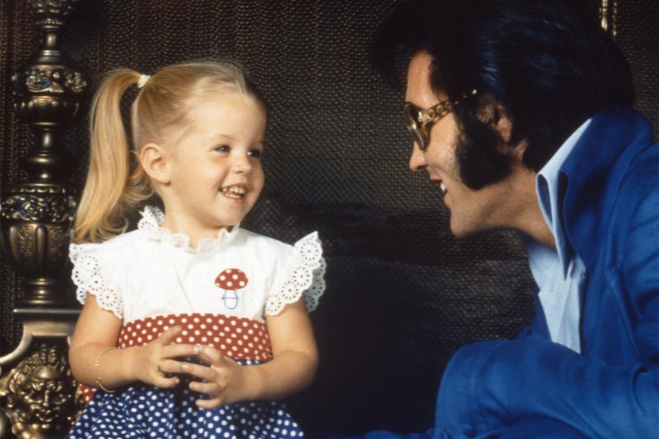 American rock legend Elvis Presley with his daughter Lisa-Marie Presley. (Photo by Frank Carroll/Sygma via Getty Images)