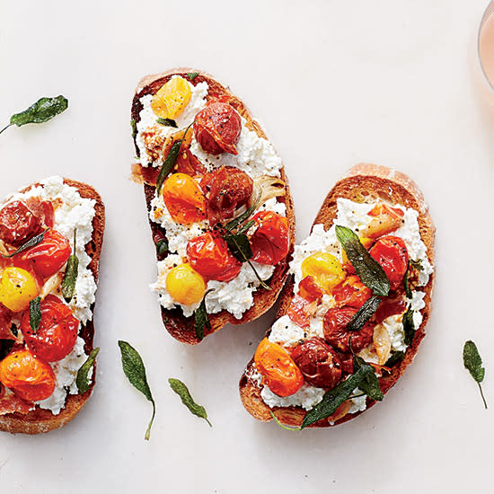 Ricotta and Roasted Tomato Bruschetta with Pancetta