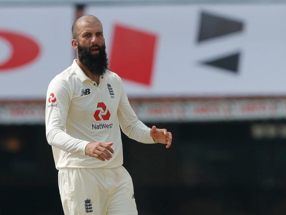 Moeen Ali in action for England against India in Chennai (ECB)