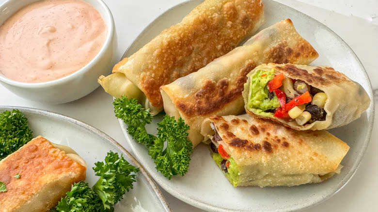 egg rolls on plate