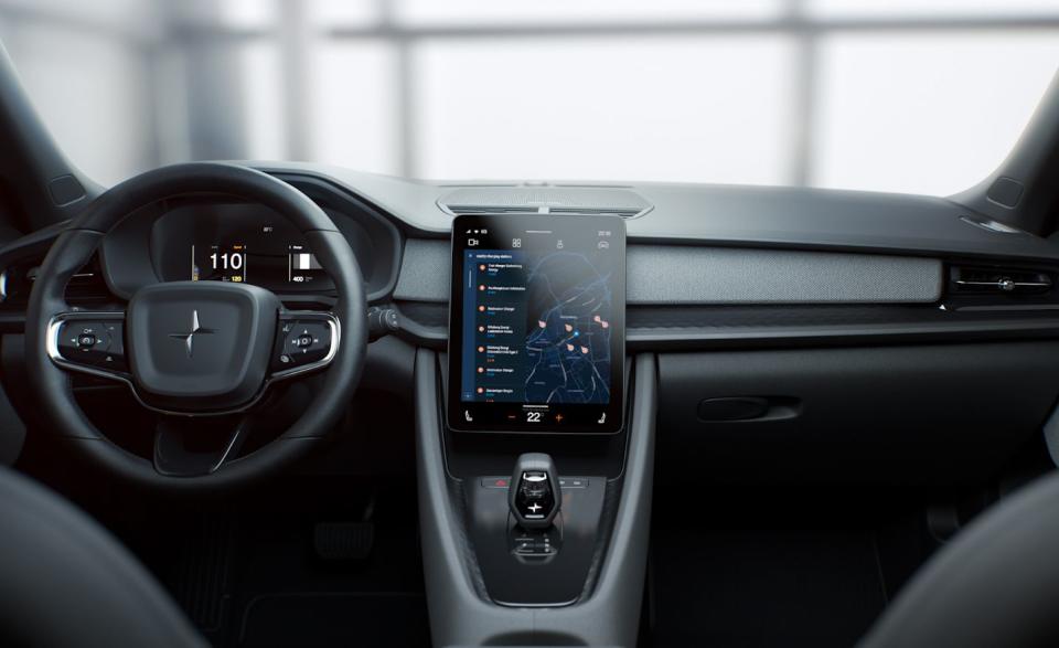 <p>The main feature of the Polestar 2's interior is the 11.0-inch central touchscreen, which marks the first production-car use of the new Android Automotive OS infotainment system.</p>