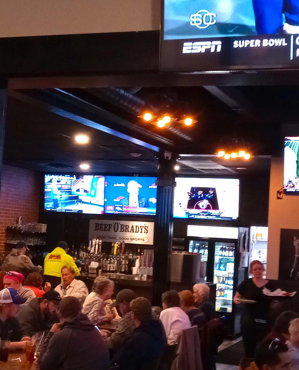 Everywhere you look at Beef O'Brady's in Wooster, there is a good view of a television where the Super Bowl will air on Sunday, along with good food and a great atmosphere.