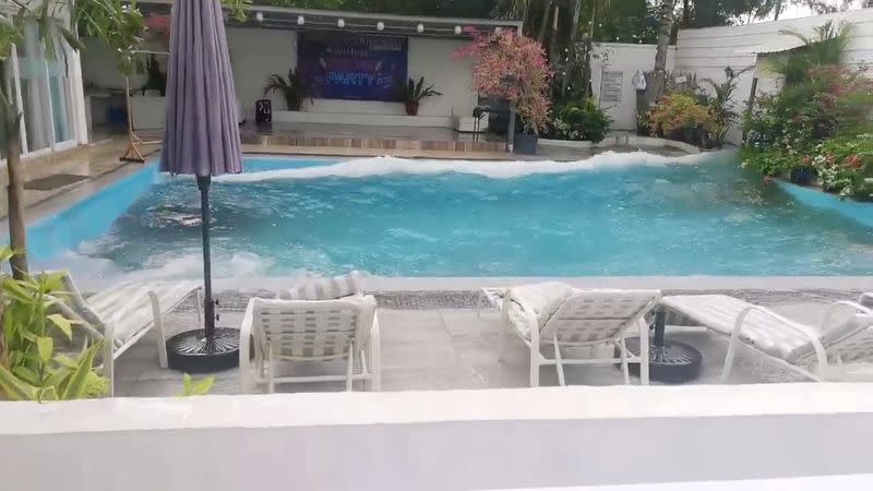 Water in hotel pool splashed during an earthquake in General Santos City