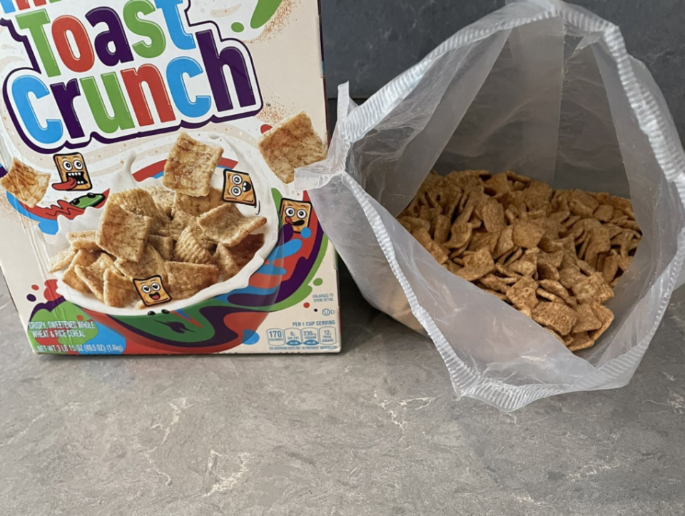 Jensen Karp took was unhappy about some odd finds in his Cinnamon Toast Crunch cereal. Source: Twitter/JensenKarp