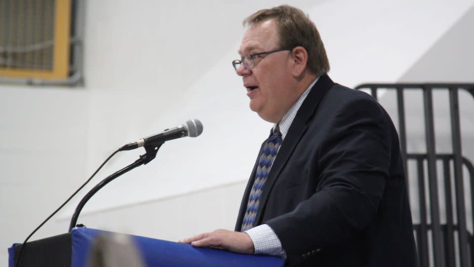 Principal Dan Marburger speaks during the Perry High School graduation ceremony on Sunday, May 28, 2023. - Allison Ullmann/The Perry Chief/USA Today Network