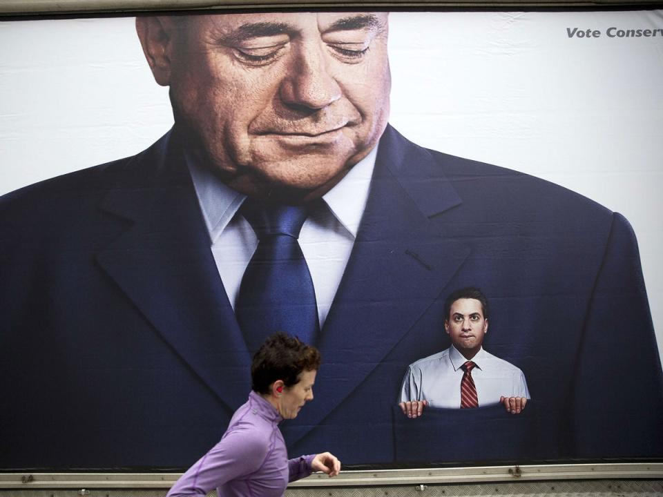 Ed Miliband in Alex Salmond's pocket – a 2015 Tory campaign poster claiming Labour would be forced into a ‘coalition of chaos’ (Getty)