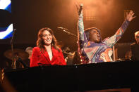 <p>Sara Bareilles and Yola take the stage at the Fifth Annual Love Rocks NYC Benefit Concert Livestream for God's Love We Deliver at The Beacon Theatre on June 3 in N.Y.C. </p>