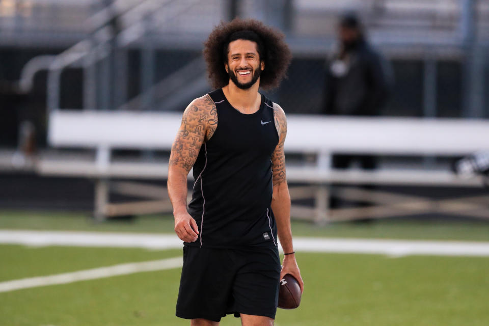 Colin Kaepernick at a workout.