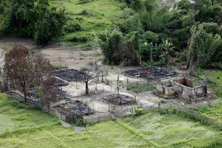 Aerial view of a burned Rohingya village near Maungdaw, north of Rakhine state, Myanmar September 27, 2017. REUTERS/Soe Zeya Tun