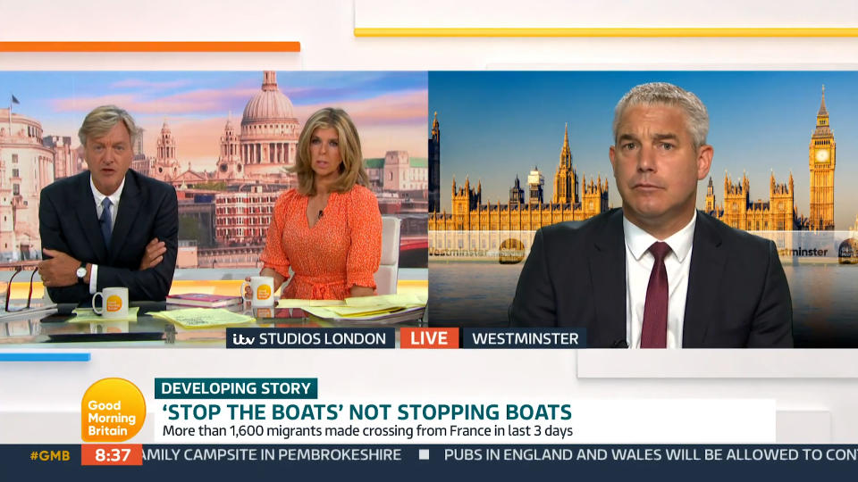 Good Morning Britain host Richard Madeley asked Health Secretary Steve Barclay whether the French were turning a blind eye to the migrant boat crisis despite the UK's aid.