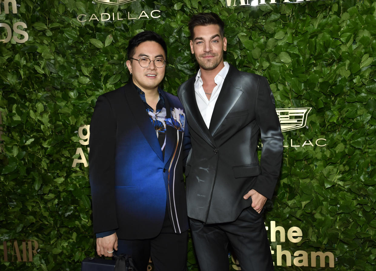 Bowen Yang, left, and Matt Rogers attend the Gotham Independent Film Awards at Cipriani Wall Street on Monday, Nov. 28, 2022, in New York. (Photo by Evan Agostini/Invision/AP)