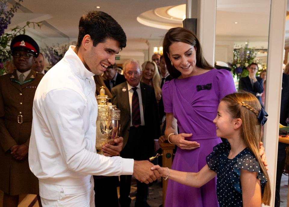 Kate introduces Carlos Alcaraz to Princess Charlotte (PA)