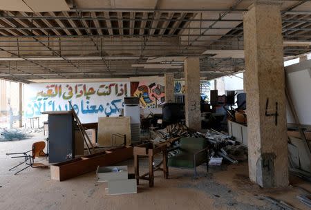 The remains of office furniture lie at Benghazi University, which was destroyed during the war, in Benghazi, Libya February 6, 2019. REUTERS/Esam Omran Al-Fetori