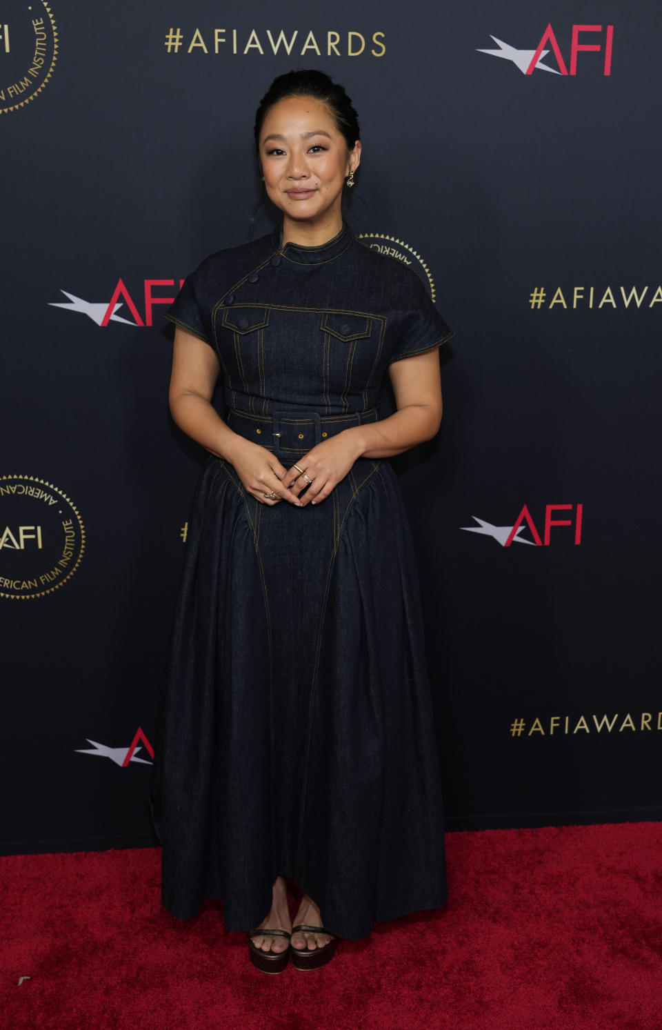 Actor Stephanie Hsu poses at the 2023 AFI Awards, Friday, Jan. 13, 2023, at the Four Seasons Beverly Hills in Los Angeles. (AP Photo/Chris Pizzello)