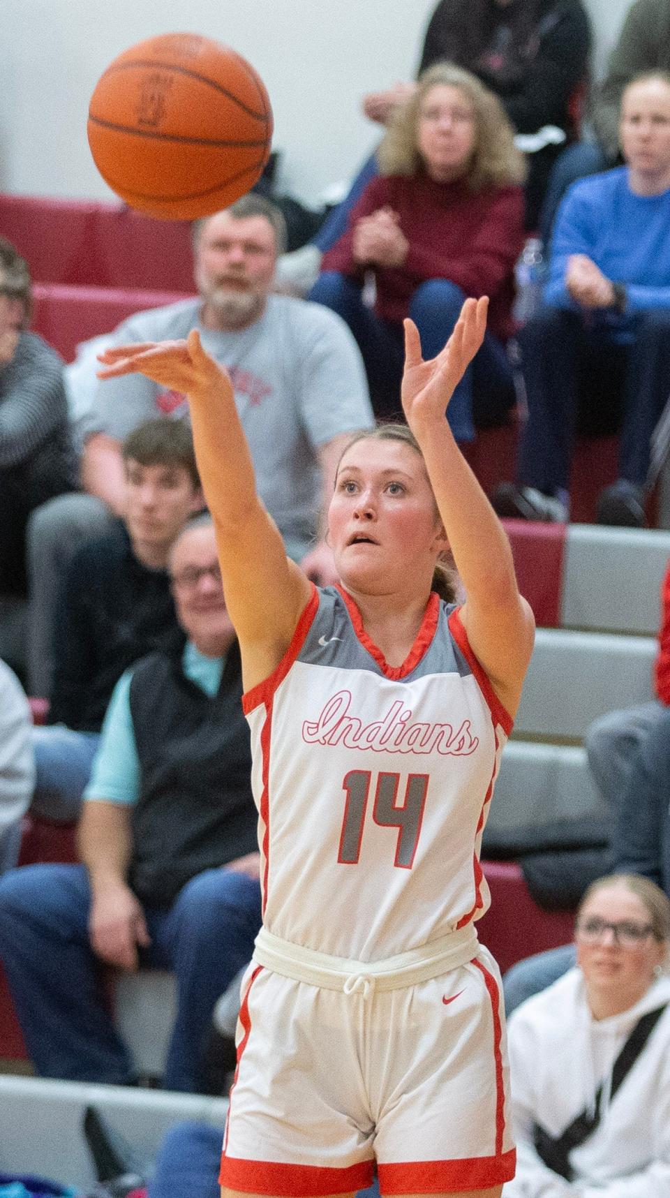 Northwest's Melanie Carmany attempts a three point shot in the first half at Northwest Wednesday, January 18, 2023.