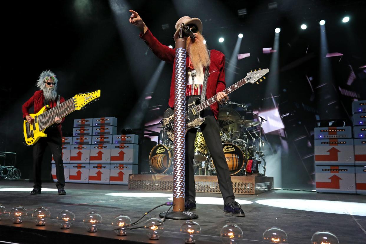 ZZ Top performs on the Palomino Stage during Stagecoach country music festival at the Empire Polo Club in Indio, Calif., on Friday, April 28, 2023.