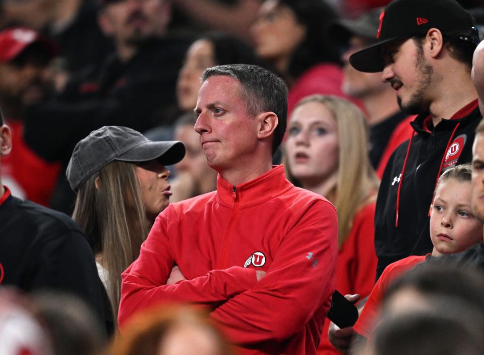 A Utah fan watches the game as Utah and Northwestern play in the SRS Distribution Las Vegas Bowl at Allegiant Stadium on Saturday, Dec. 23, 2023. Northwestern won 14-7. | Scott G Winterton, Deseret News