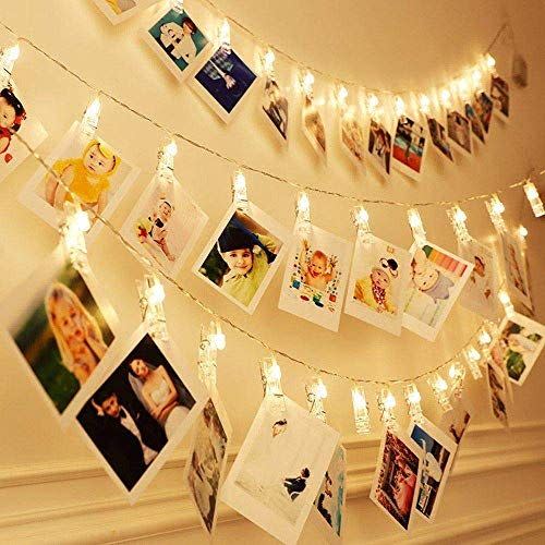 40) Dopheuor Photo Clip String Lights LED Battery Operated Starry Fairy Copper String Lights with Clips Warm White for Pictures Bedroom Wall Patio Halloween Thanksgiving Christmas Party Wedding Décor