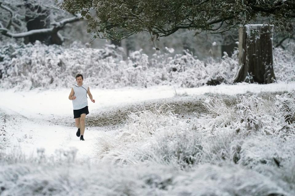 A person jogging in Richmond Park in south west London. (PA)