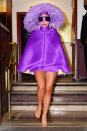 <p>Lady Gaga leaves rehearsals at Radio City Music Hall in N.Y.C. on August 1, wearing all purple with Marc Jacobs sunglasses.</p>