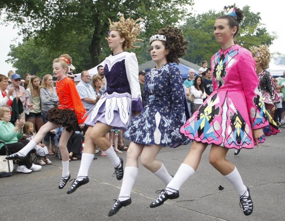 Irish step dancers perform for the crowd during the New Jersey Irish Festival at Monmouth Park in Oceanport in 2011.