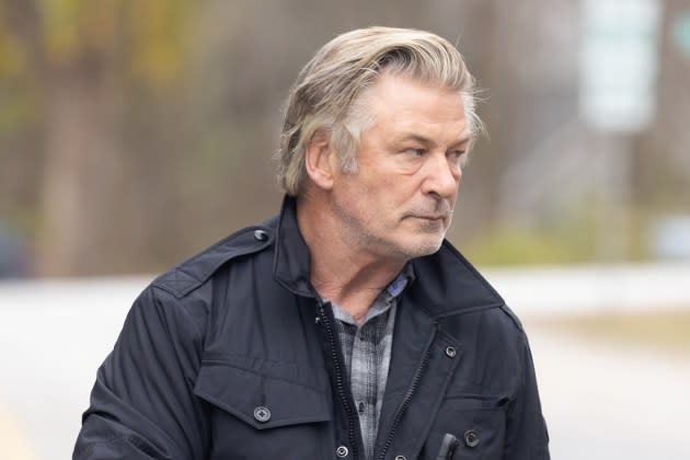 Alec Baldwin on the set of 'Rust' in Manchester, Vermont, 2021 - Credit: MEGA/GC Images