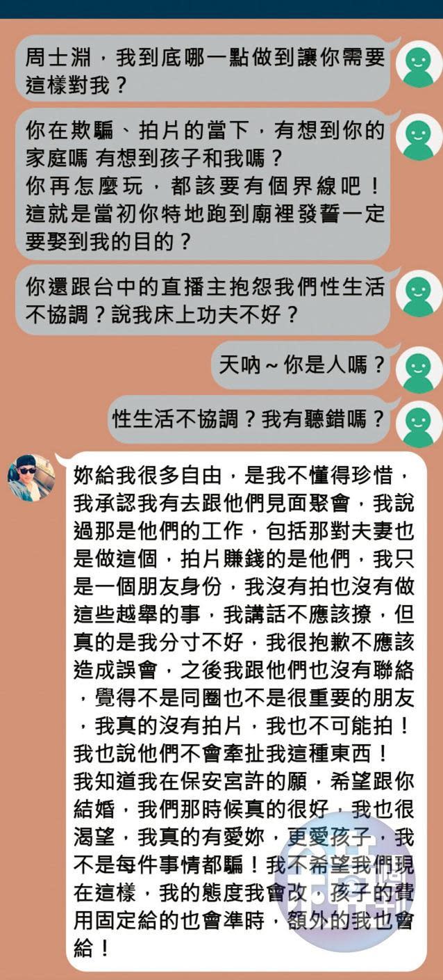 前妻質疑周士淵在婚內拍攝多P影片，周士淵則使出溫情攻勢，否認到底。（圖為示意畫面）