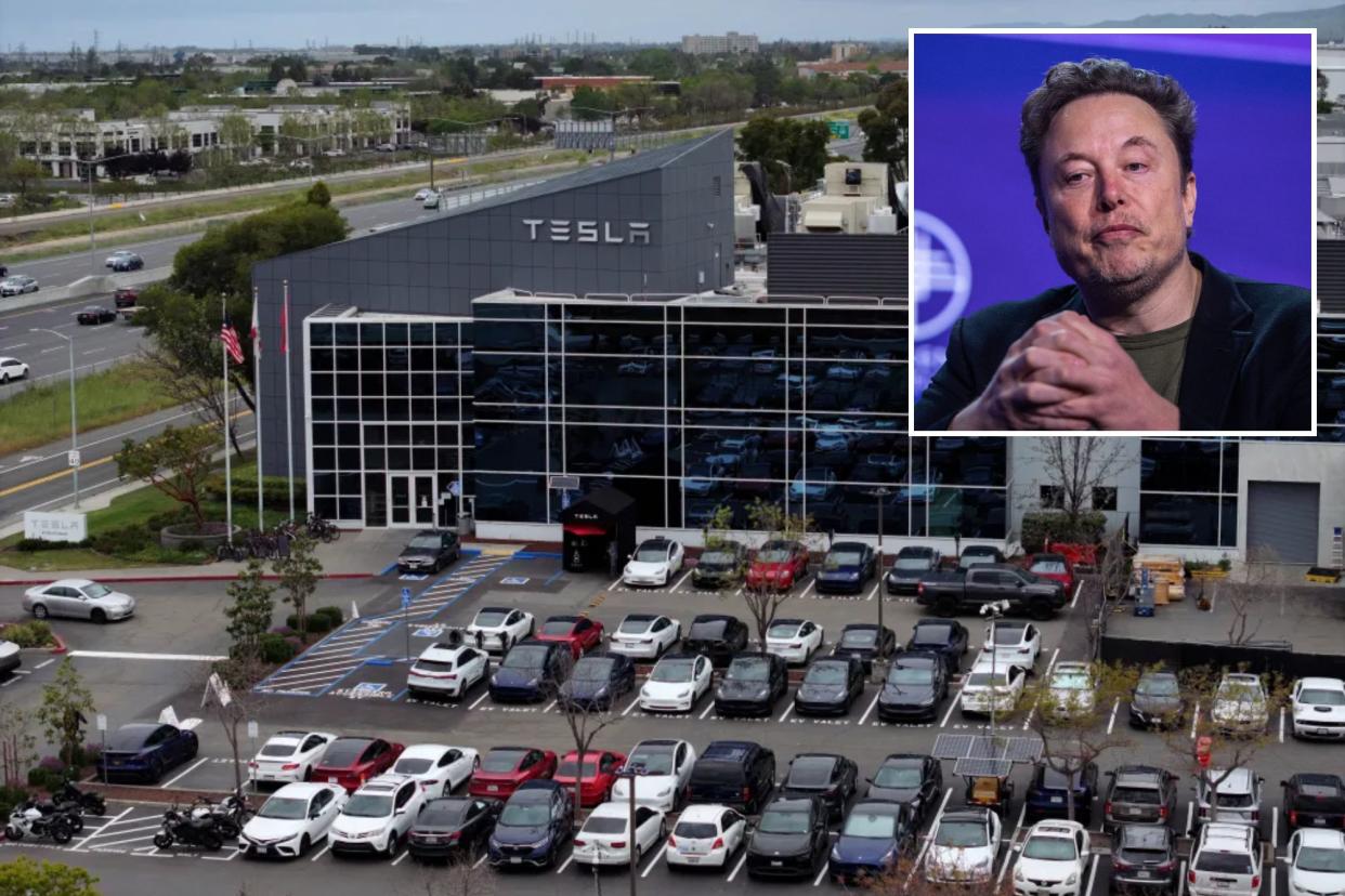 Tesla CEO Elon Musk and Tesla's Fremont plant