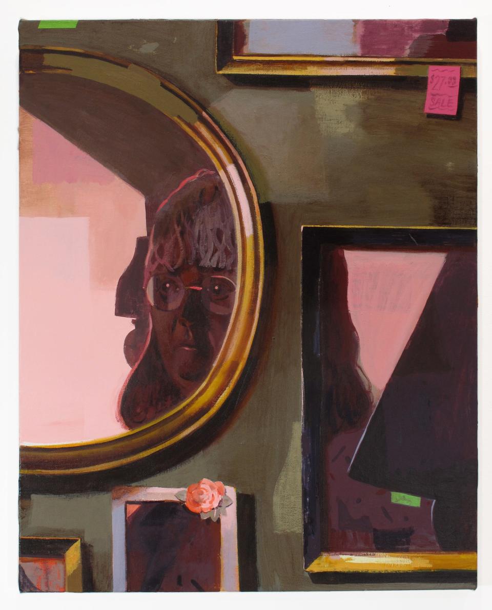 Matt Bollinger. "Discount Mirrors" (2020). Flashe and acrylic on canvas. Courtesy of
Zürcher Gallery, New York/Paris.