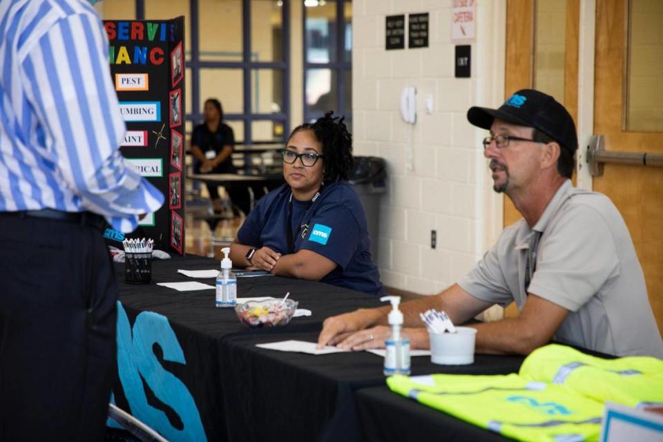 Charlotte-Mecklenburg Schools met with a variety of people who are interested in working with in the schools at the Operations Hiring Event on August 3, 2022 at Phillip O’Berry High School in Charlotte, NC.