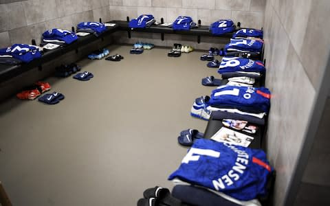 The Chelsea changing room is seen before the Premier League match between Newcastle United and Chelsea - Credit: GETTY IMAGES