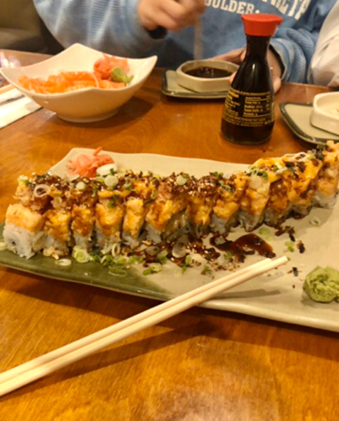 The Omar Roll at Sakura in Germantown. It's a shrimp tempura roll like no other in town.