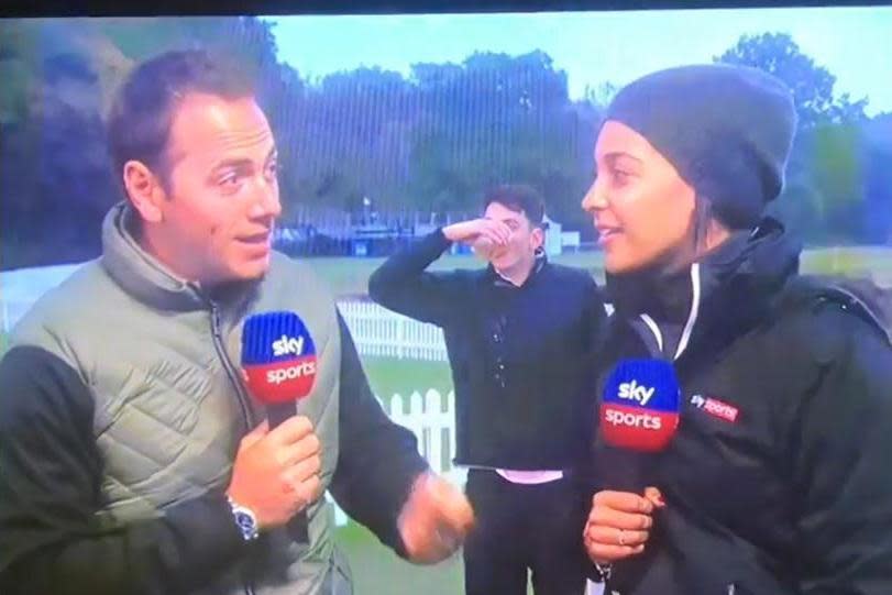 Swift finish | A fan steals the show during Sky Sports' British Masters coverage (@mikeshrieve/Instagram)