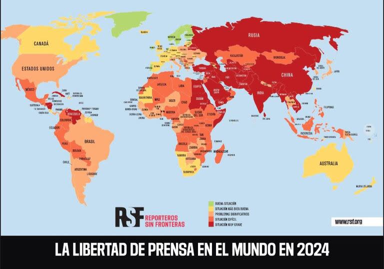 El mapa de libertad de prensa en 2024