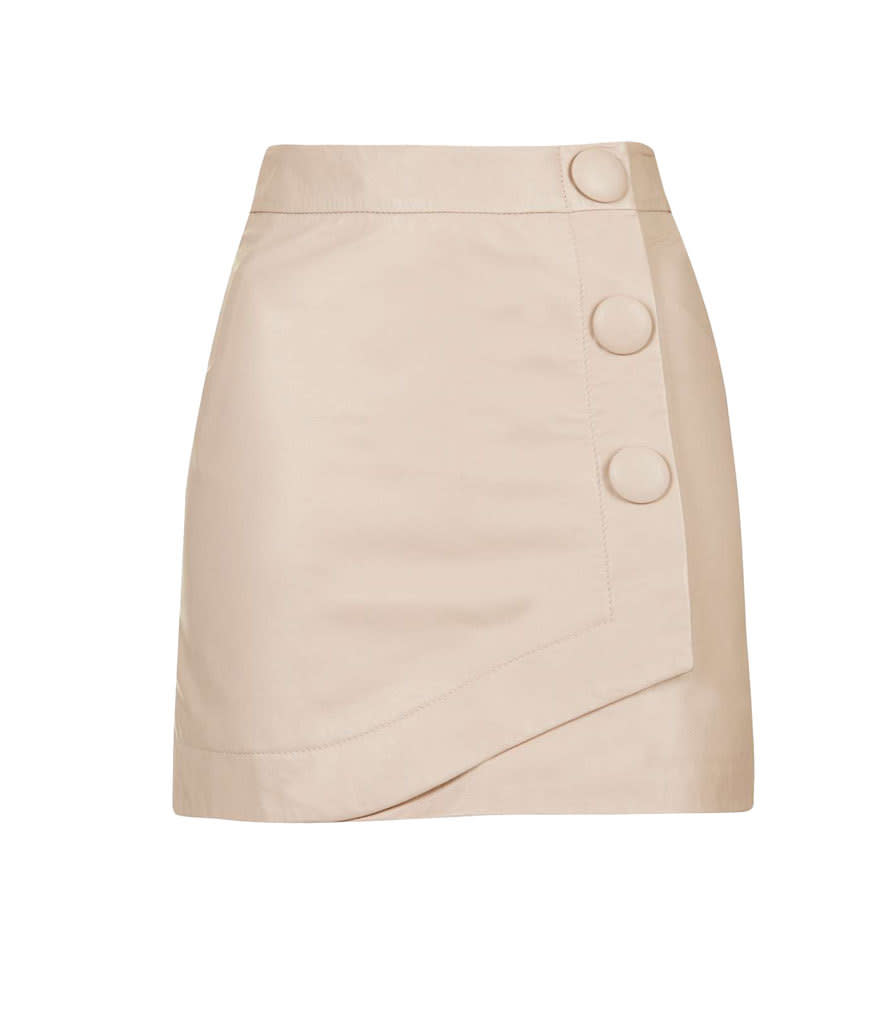 Topshop Blush Leather Wrap Skirt, $160, topshop.com